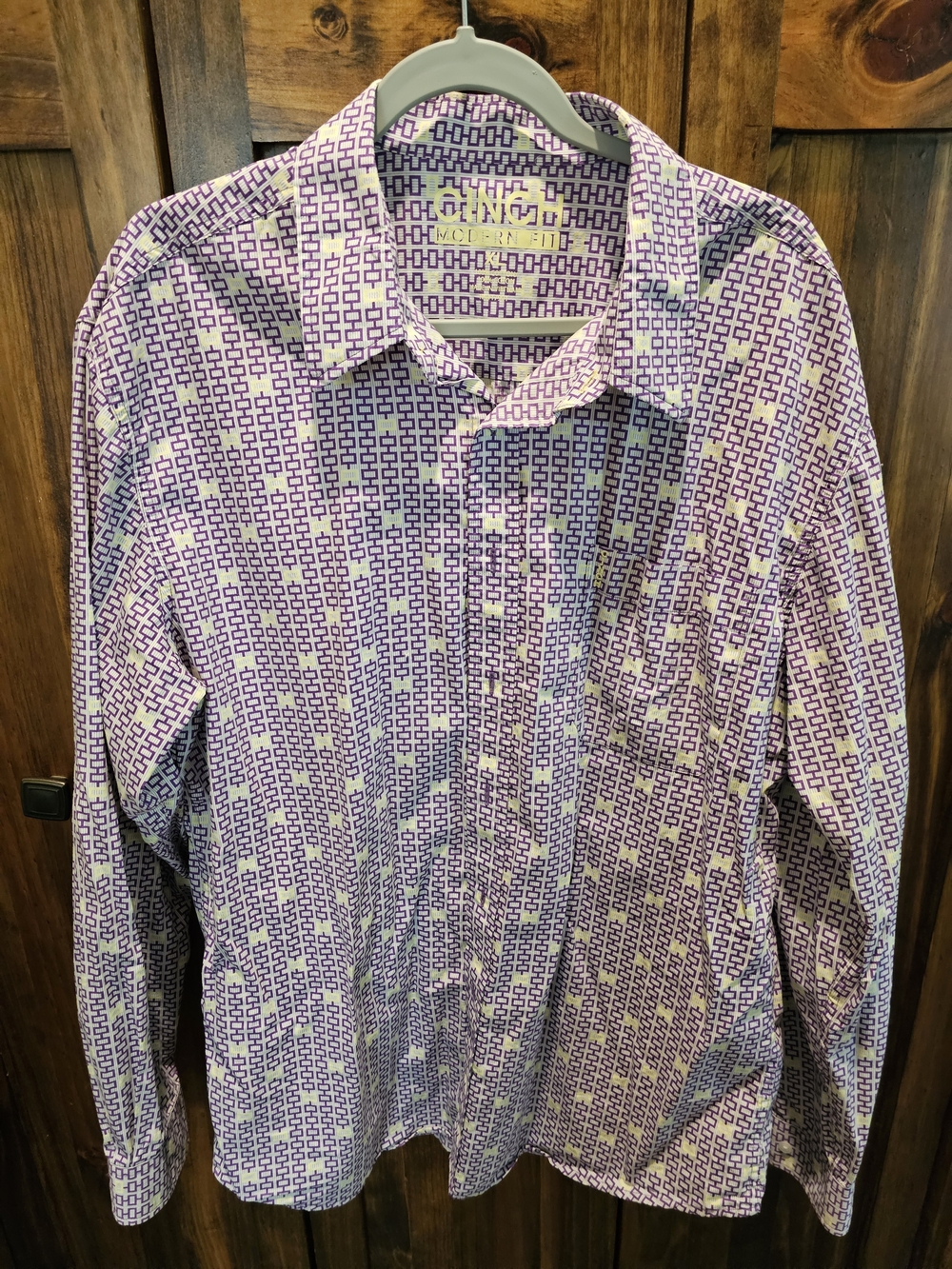 Men's CINCH Purple Patterned Long-Sleeve Shirt